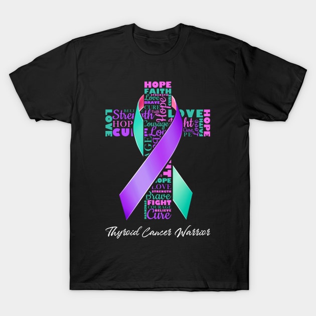 Faith Hope Love Thyroid Cancer Warrior T-Shirt by AKIFOJWsk